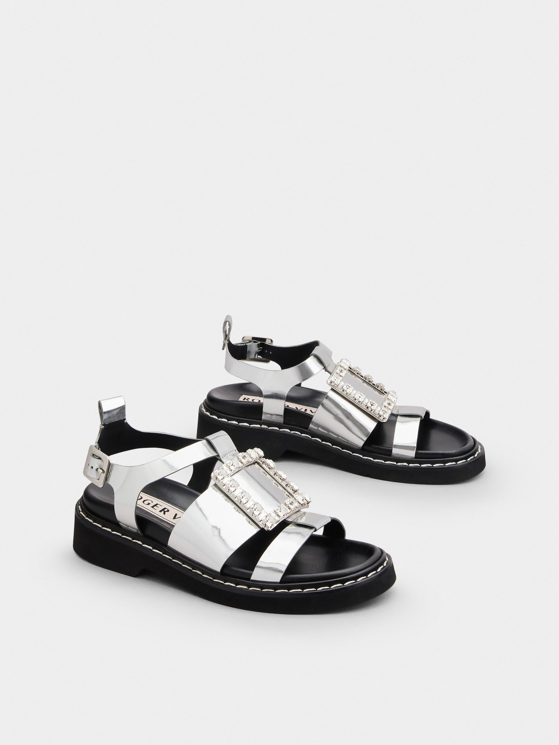 Roger Vivier Open-toed Round-headed Sandals In Black
