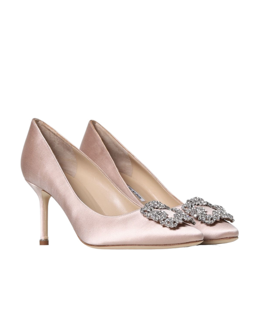Shop Manolo Blahnik Logo High Heels In Nude