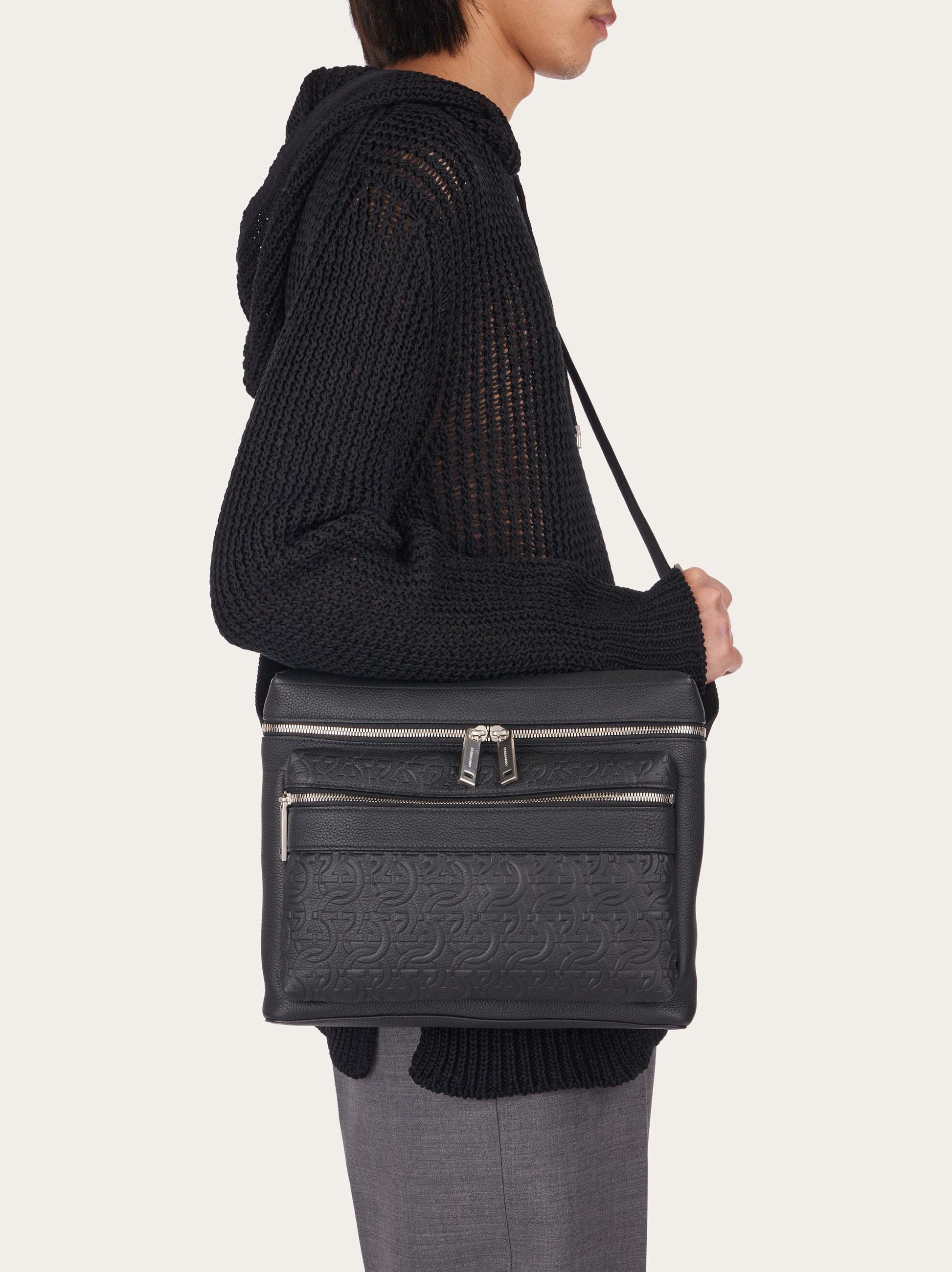 Ferragamo Embossed Satchel In Black