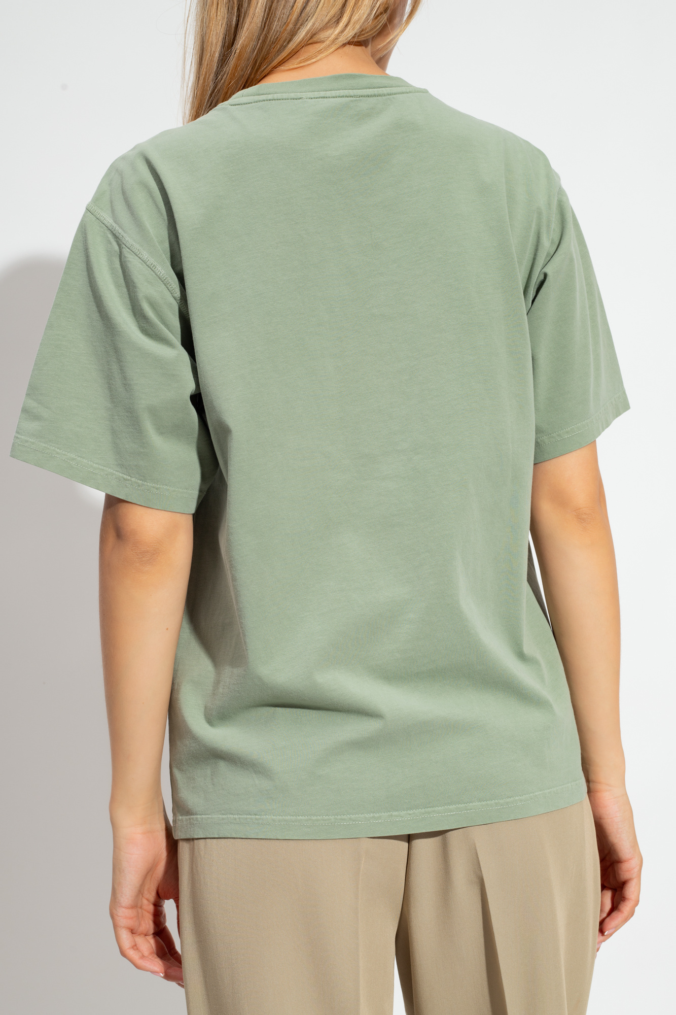 Nanushka Logo-embroidered Cotton T-shirt In Green