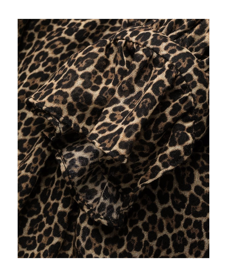 Saint Laurent Leopard-print Short Dress In Black