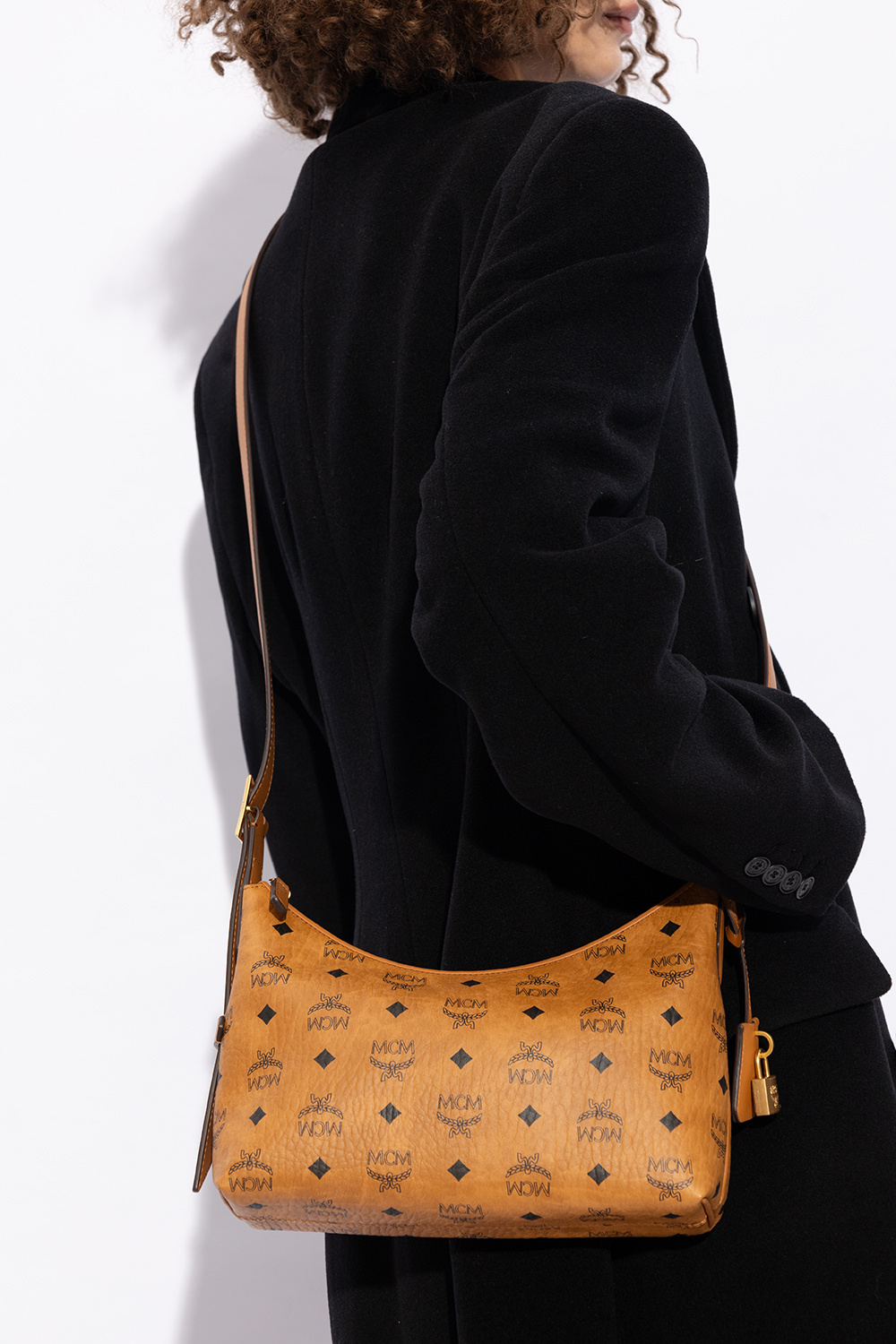 Mcm Aren Visetos Monogram Hobo Bag In Brown