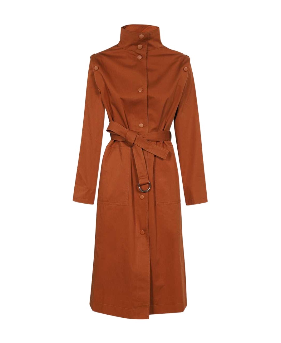Shop Yves Salomon Cotton Trench Coat In Brown