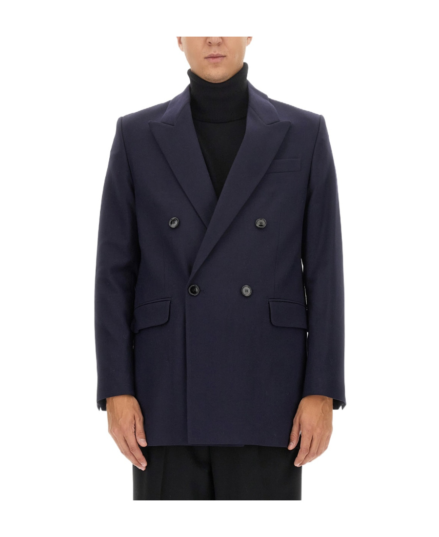 Ami Alexandre Mattiussi Ami Paris V-neck Double-breasted Tailored Blazer In Black