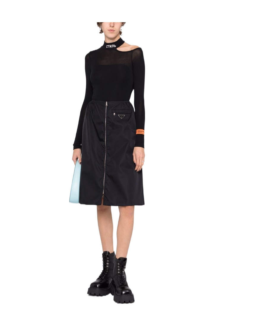 Heron Preston Cut-out Shoulder Long-sleeve T-shirt In Black