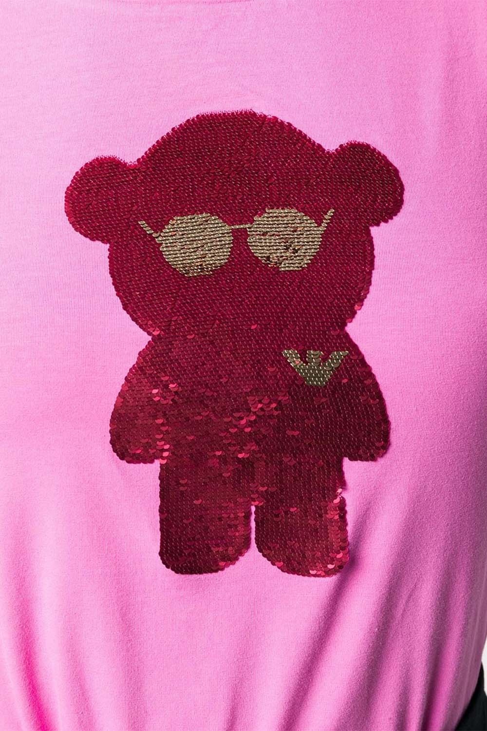 Emporio Armani Bear-appliquéd T-shirt In Pink