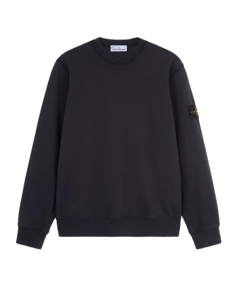 Stone Island Classic Crew Neck Sweater With Logo Patch Detail In Black