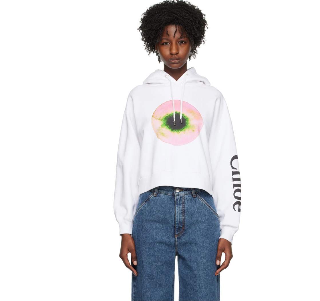 Chloé Abstract-print Cotton Hoodie In White