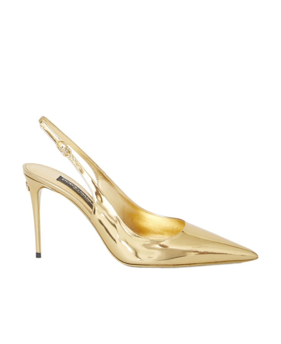 Dolce & Gabbana Laminated Leather Slingback In Nude
