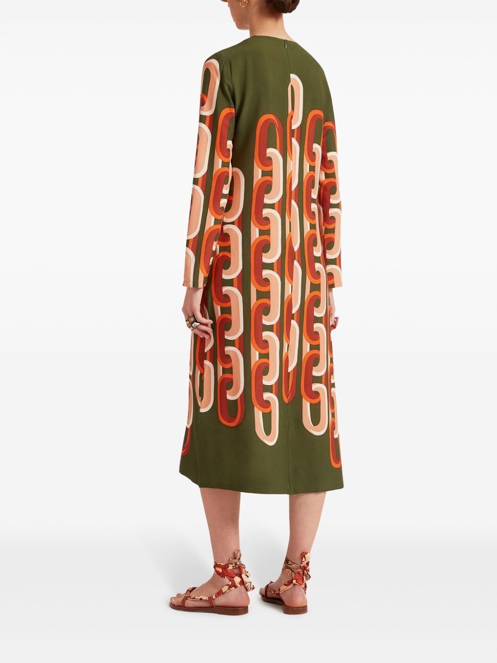 La Doublej La Double J Woman Midi Dress Military Green Size L Viscose In Multi