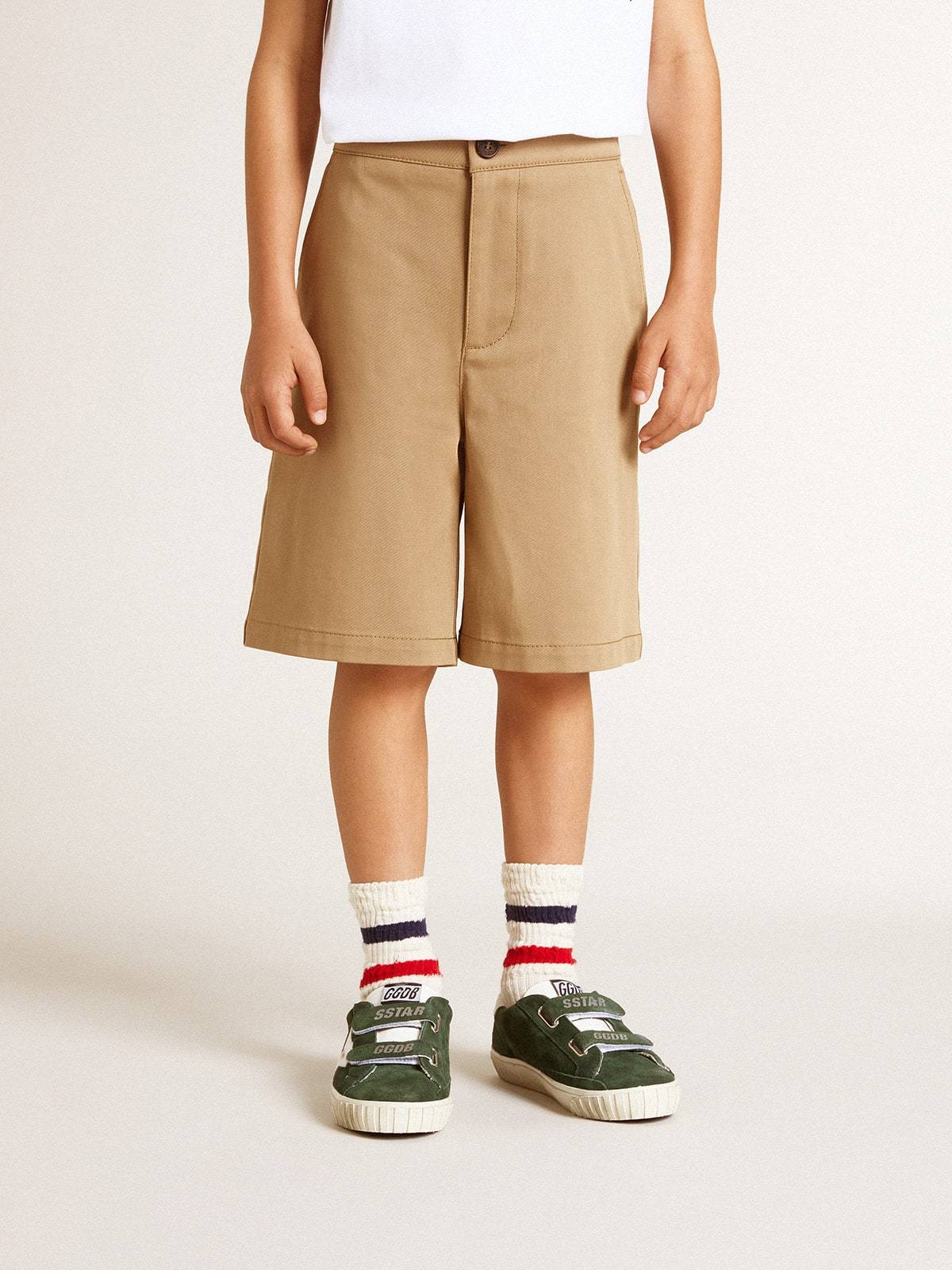 Shop Golden Goose Boys' Shorts In Beige Cotton In Nude