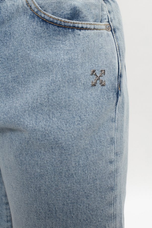 Off-white Bleached-effect Slim-fit Jeans In Gray