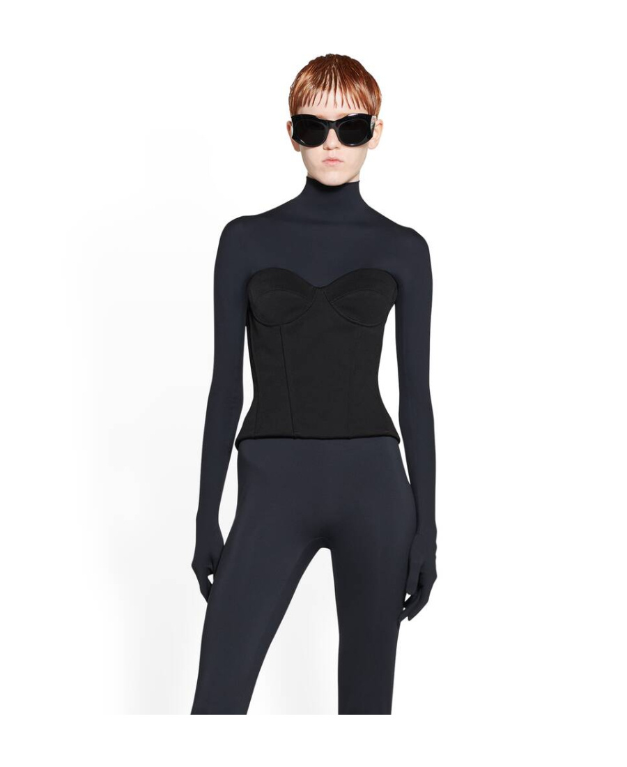 Balenciaga Boned Corset Top In Black