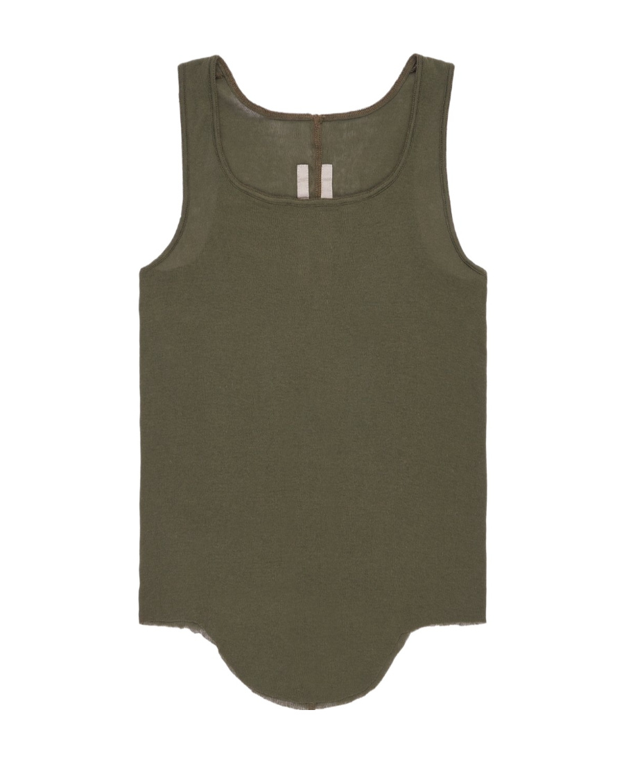 Rick Owens Plain Knitted Rib Vest In Green