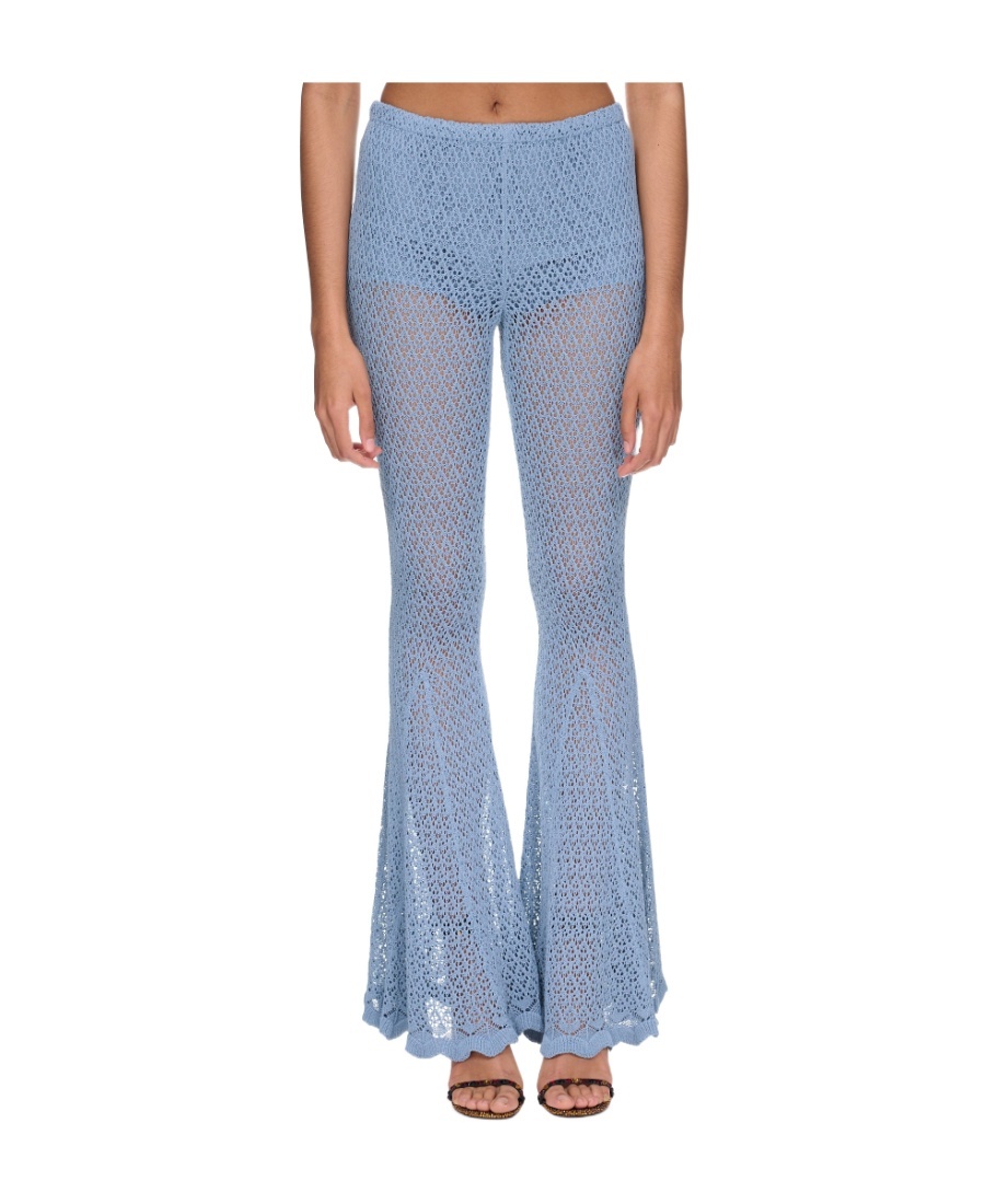 Blumarine Crochet Flared Trousers In Blue