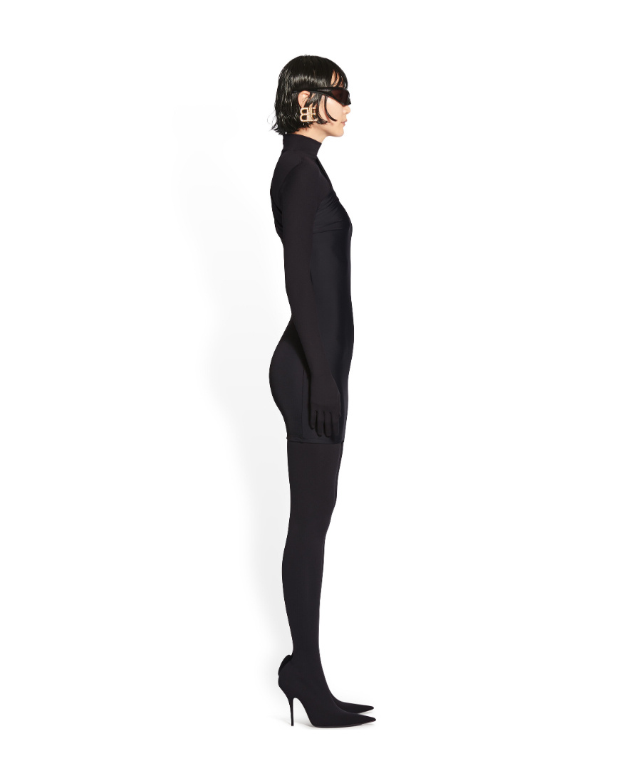 Balenciaga Asymmetrical Mini Dress In Black