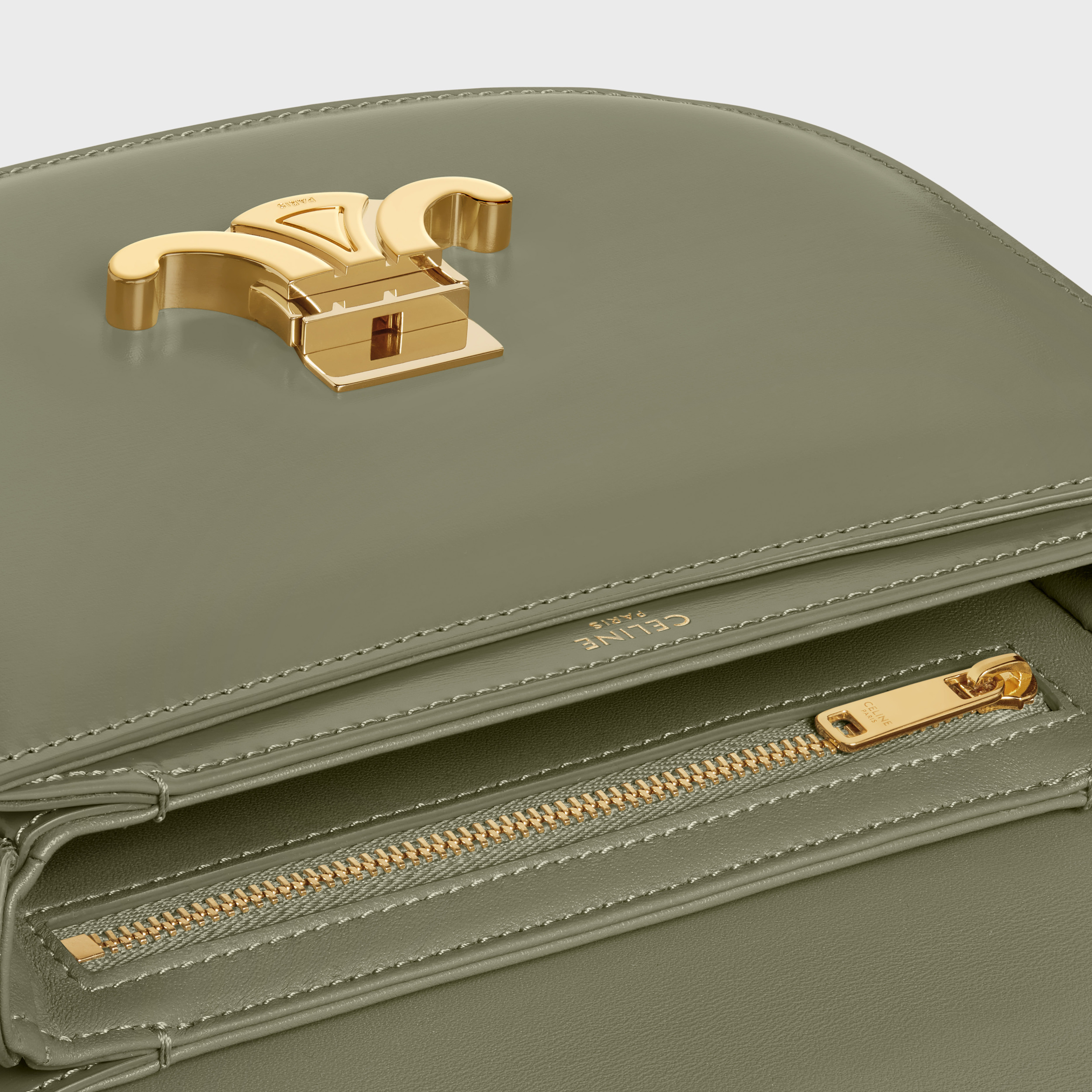 Shop Celine Besace Clea Chain Shoulder Bag In Green
