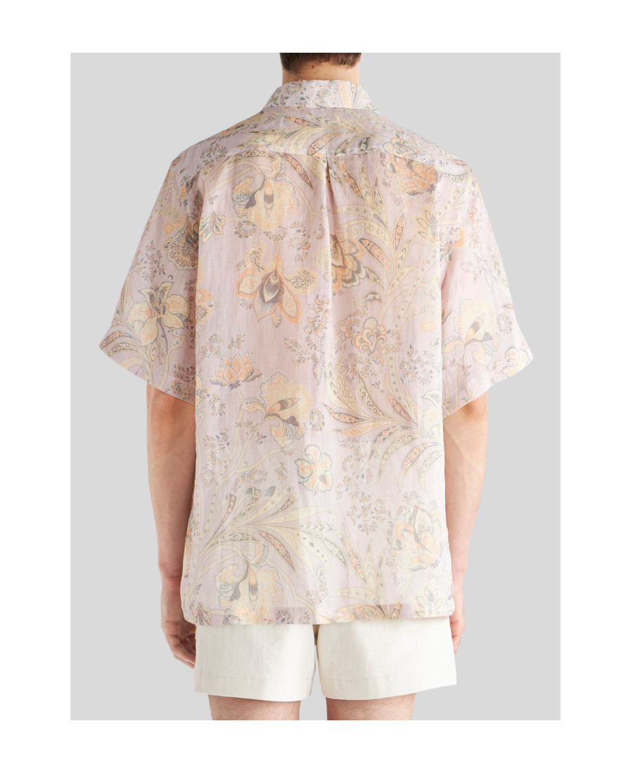 Etro Floral-print Short-sleeved Shirt In White