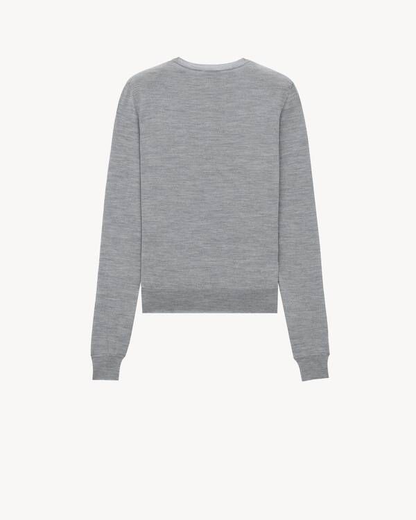 Saint Laurent Crew Neck Long Sleeve Sweatshirt In Gray