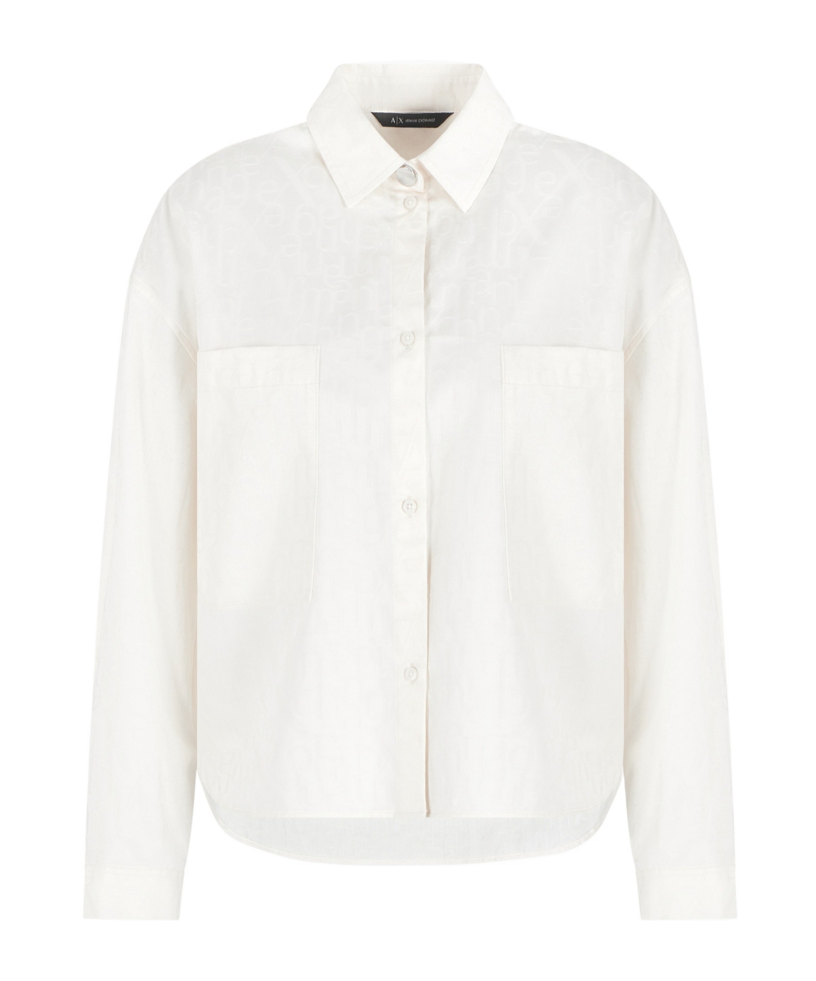Armani Exchange Logo-jacquard Cropped Shirt In White