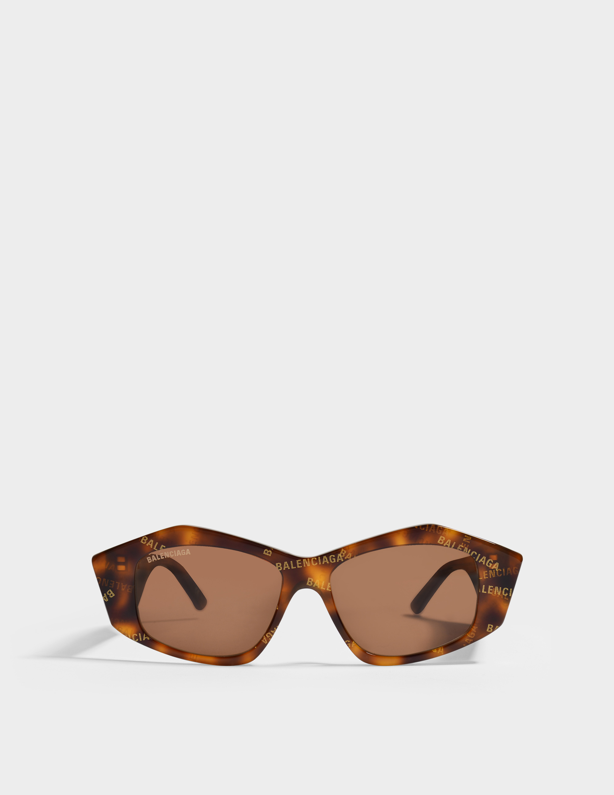 Balenciaga Cut Rectangular-frame Sunglasses In Brown