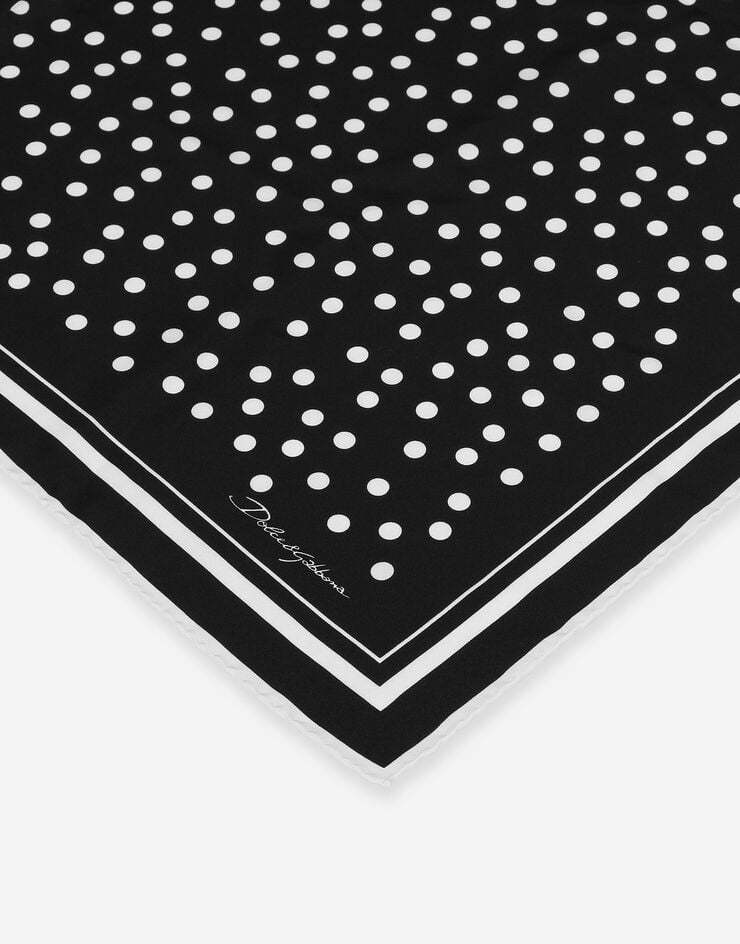 Dolce & Gabbana Polka Dot-print Silk Scarf In Black