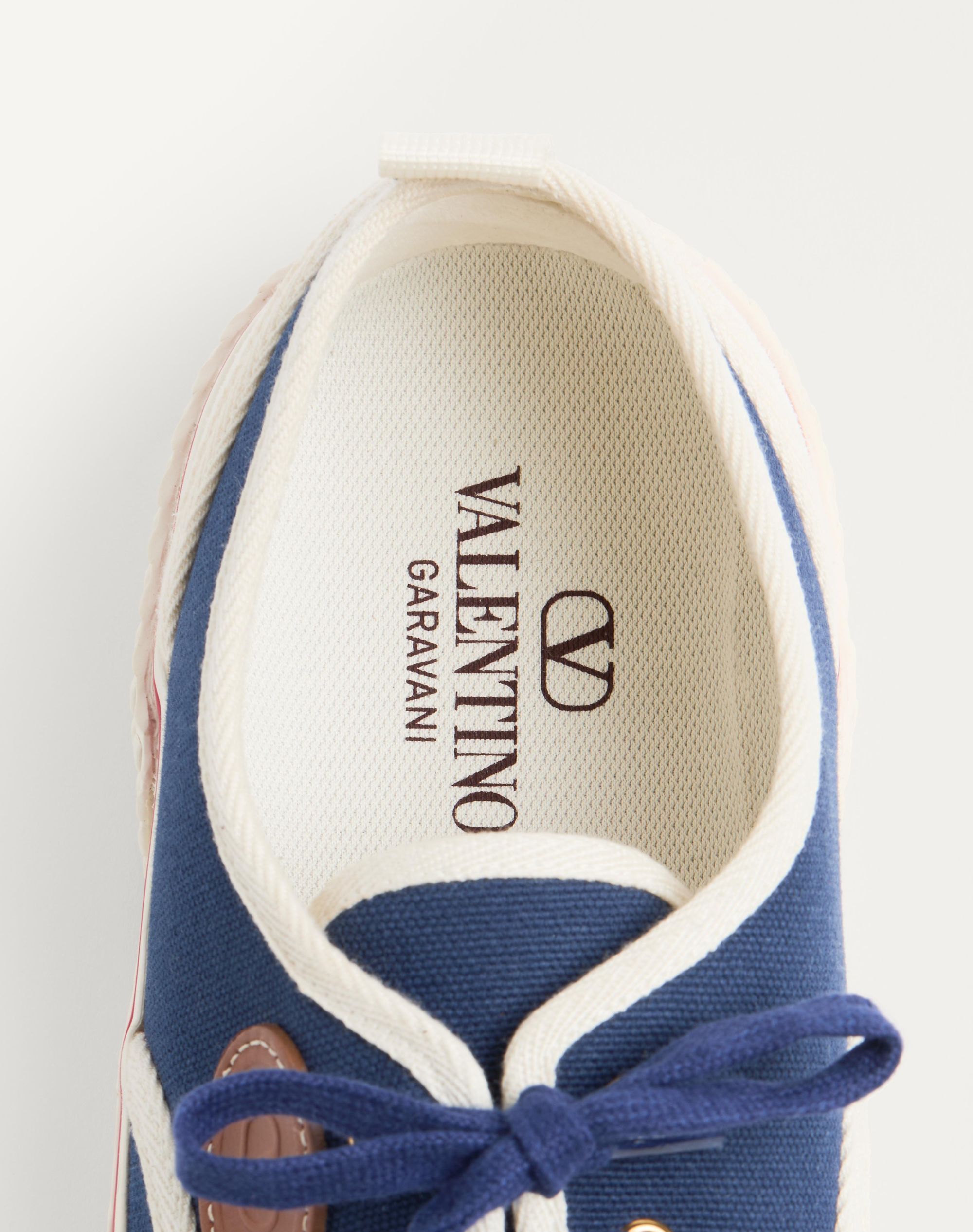 Valentino Garavani Blue Low Top Sneakers With Vlogo Patch On The Side In Cotton Man In Multicolor