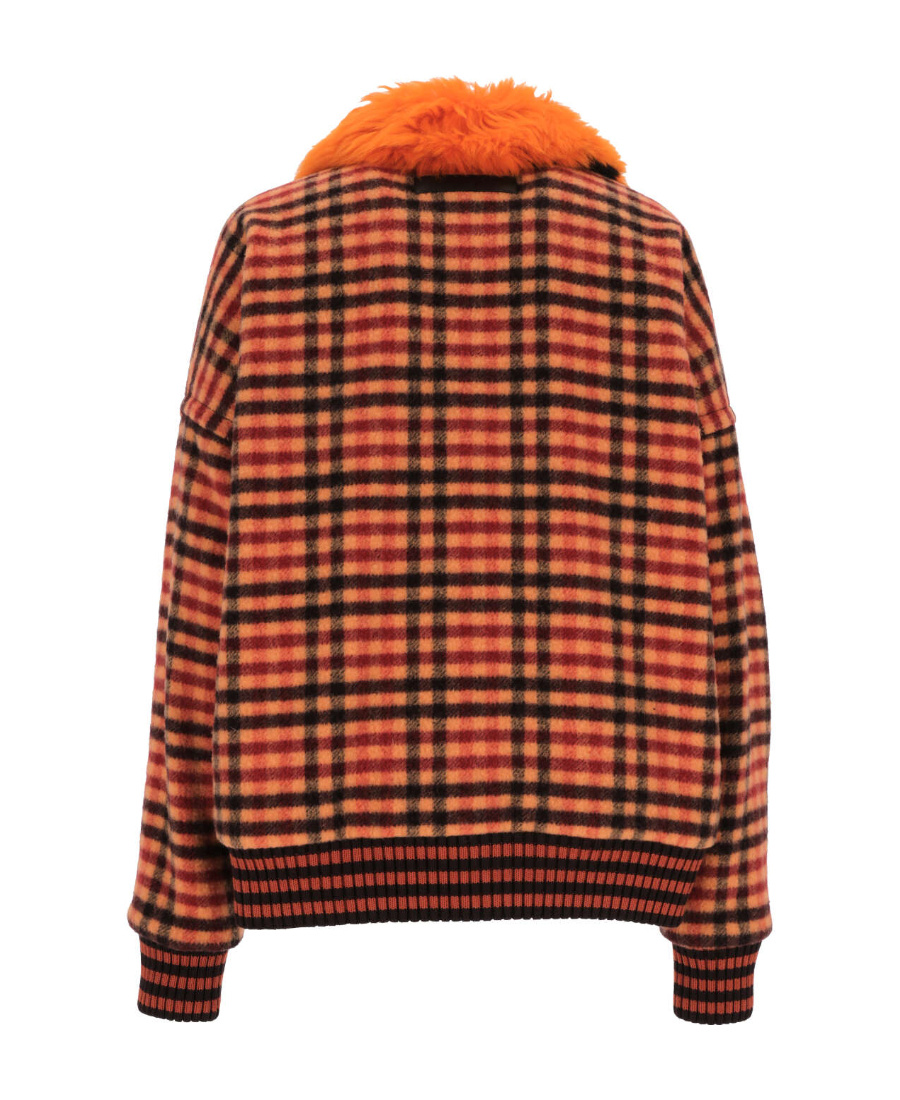 Marni Shearling-trim Checked Bomber Jacket In Brown