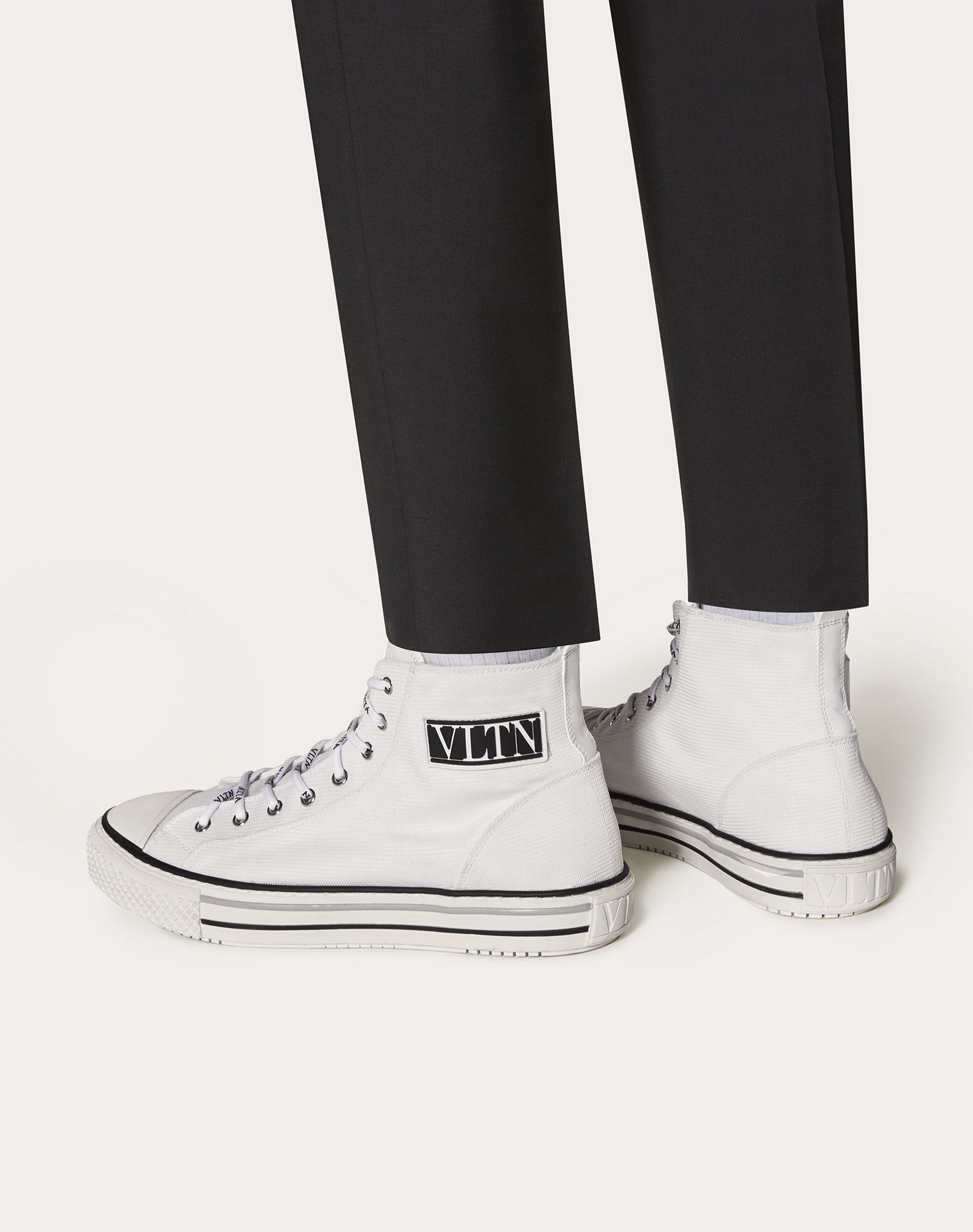 Valentino Vltn Mesh High-top Sneaker In Gray