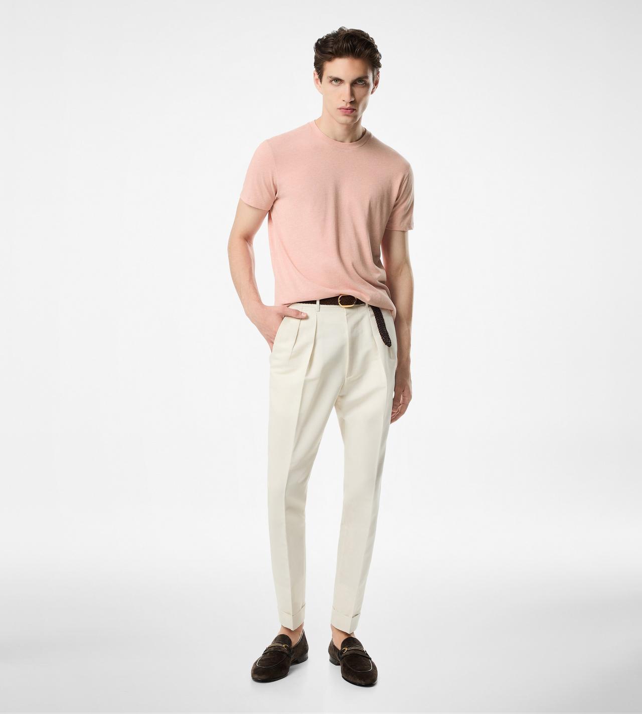 Tom Ford Cotton Blend Crewneck T-shirt In Dusty Pink