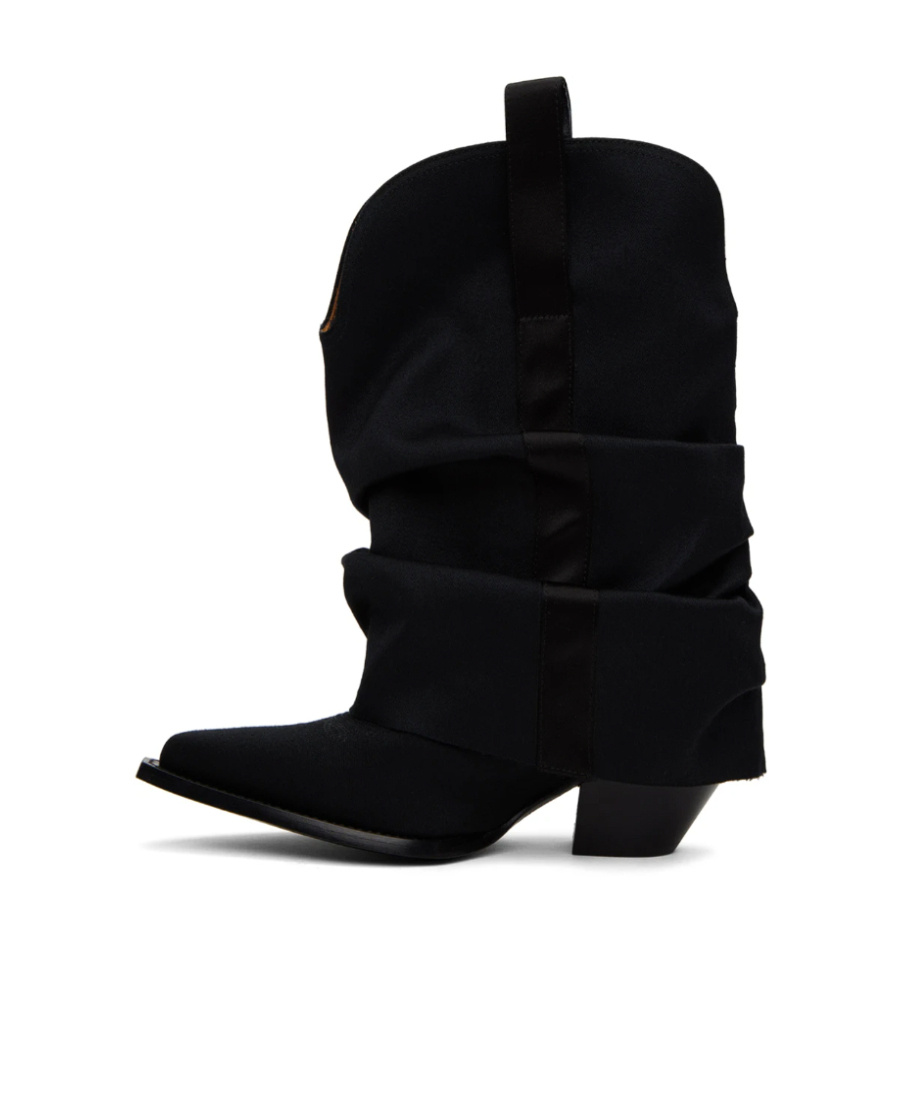 R13 Chunky Sleeve Cowboy High-heeled Boots In Black