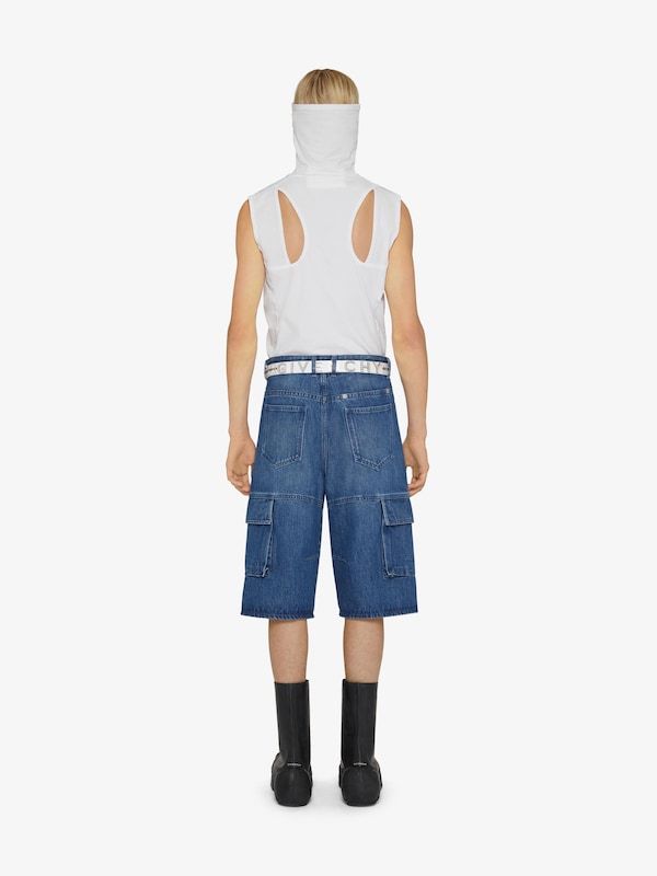 Givenchy Work Denim Shorts In Blue