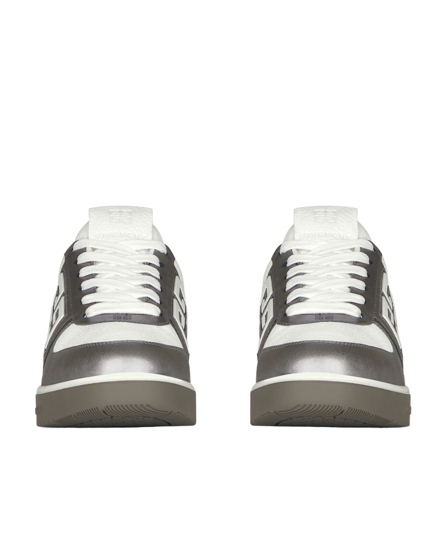 Givenchy Gunmetal & White G4 Laminated Leather Sneakers In White