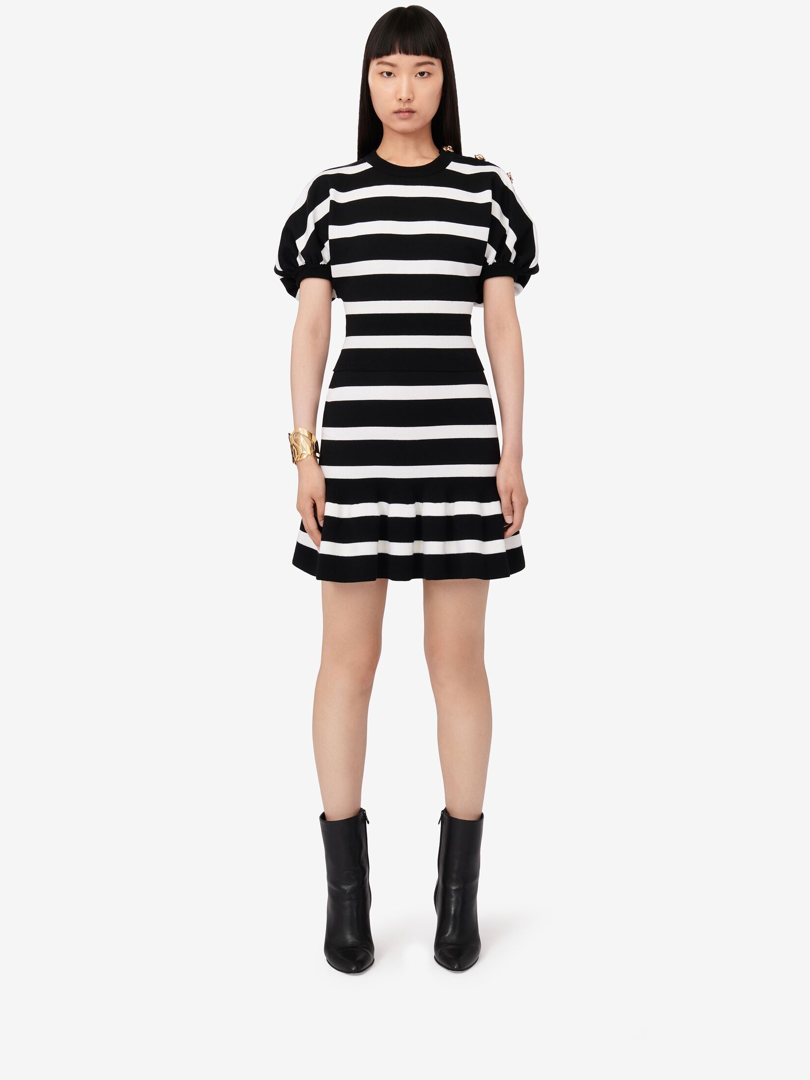 Alexander Mcqueen Wool Striped Sweater In Black