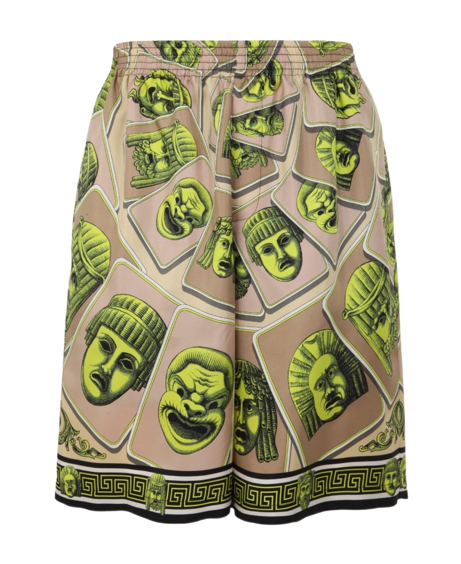 Versace Masks Knee Length Graphic Print Shorts In Nude