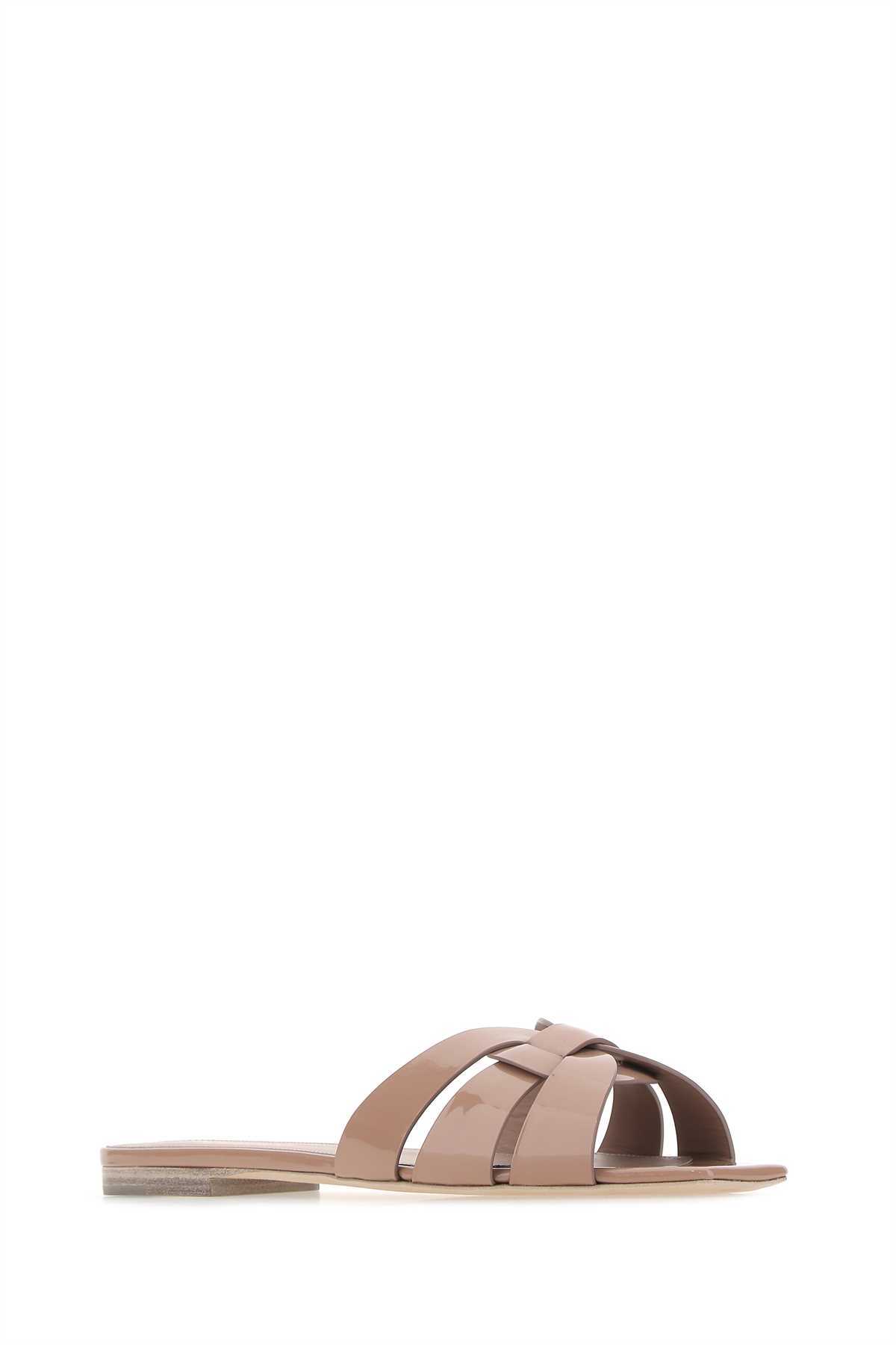 Saint Laurent Woman Antiqued Pink Tribute 05 Slippers In Nude