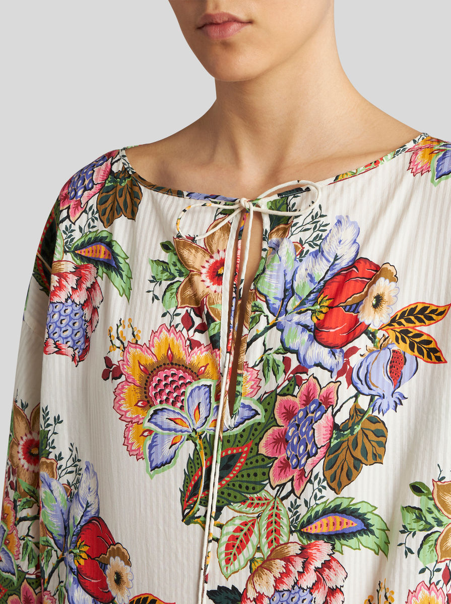 Etro Tie-detailed Floral-print Cotton And Silk-blend Voile Blouse In Multicolor
