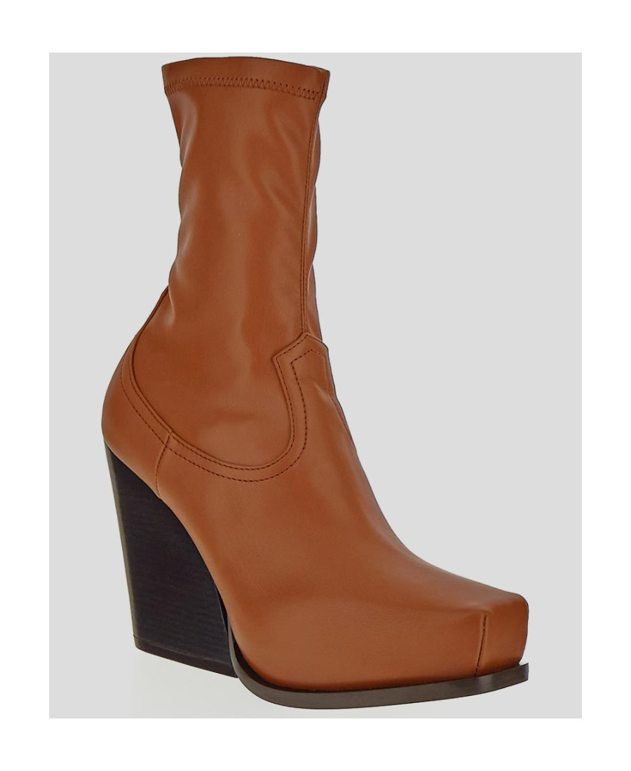 Stella Mccartney Cowboy Zipped Stretched Ankle Boots In Brown
