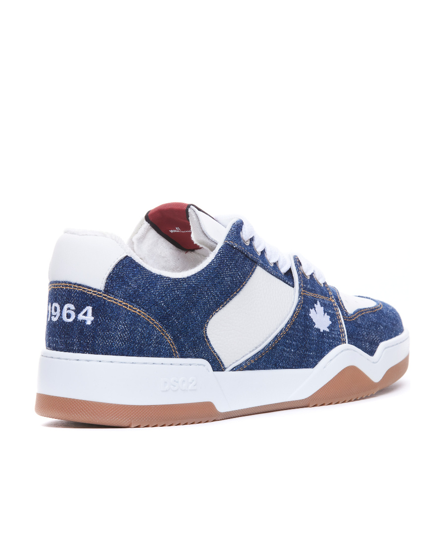 Dsquared2 Spiker Denim-panelled Sneakers In White