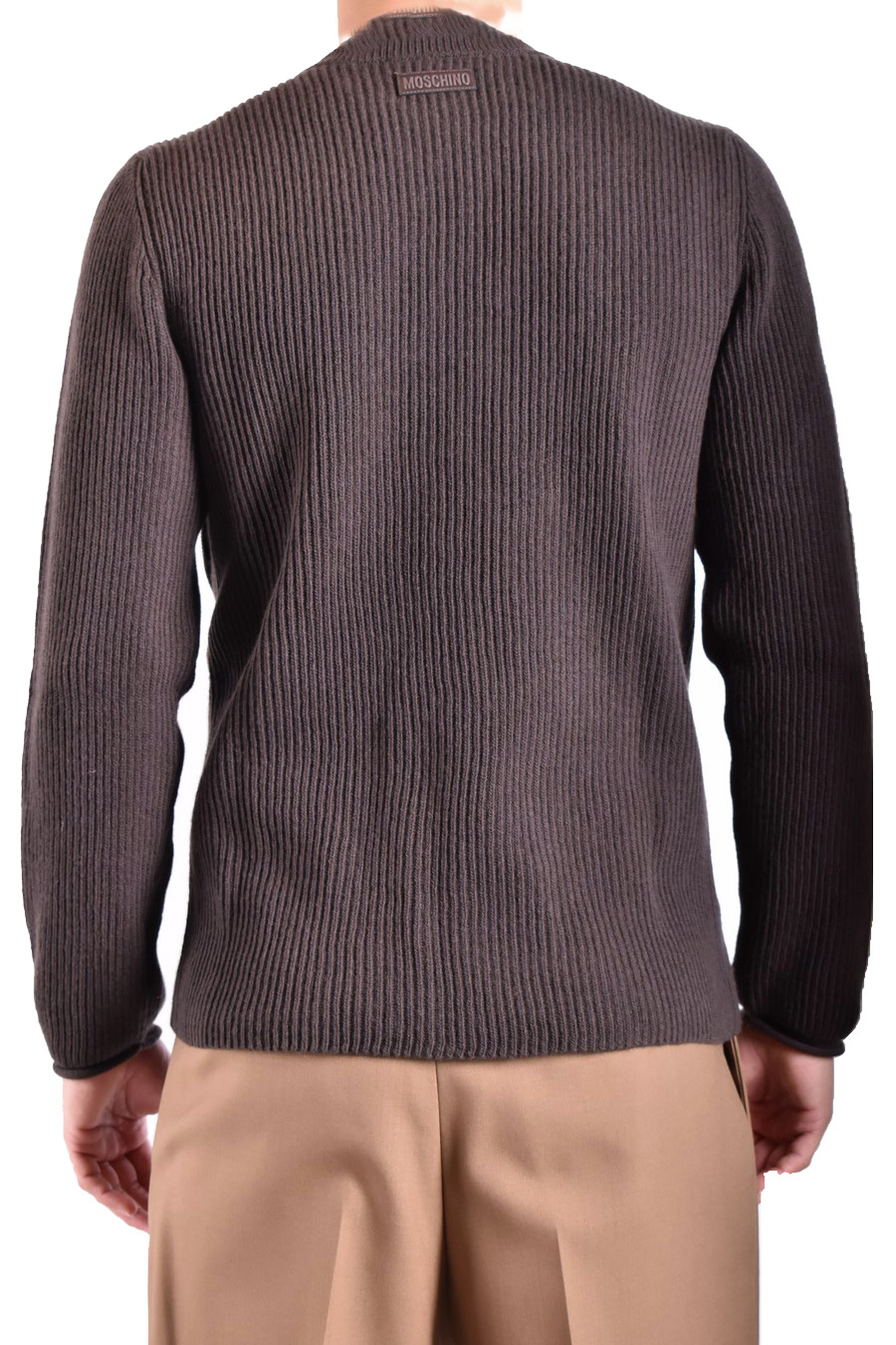 Moschino Ribbed Texture Sweaters With Side Button Detailing In Brown