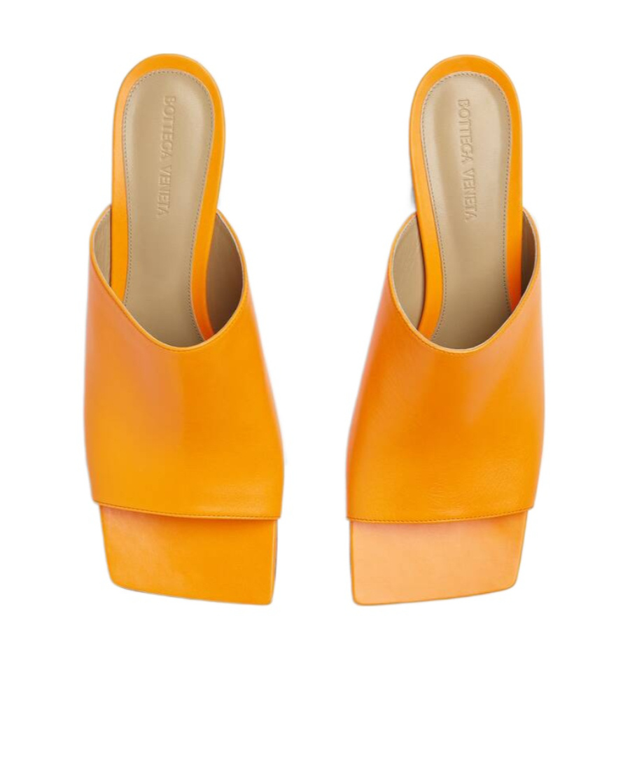 Bottega Veneta Orange Stretch Heeled Sandals In Orange