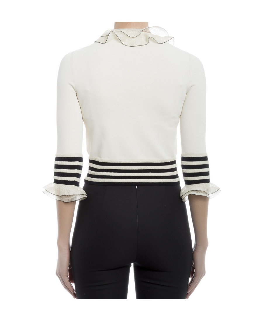 Alexander Mcqueen Lotus Leaf Edge Knitted Pullover In White