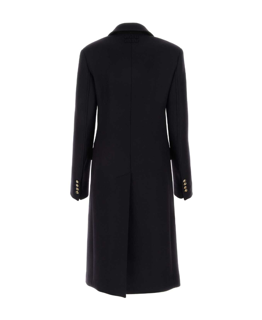 Miu Miu Double-breasted Cloth Coat In Black