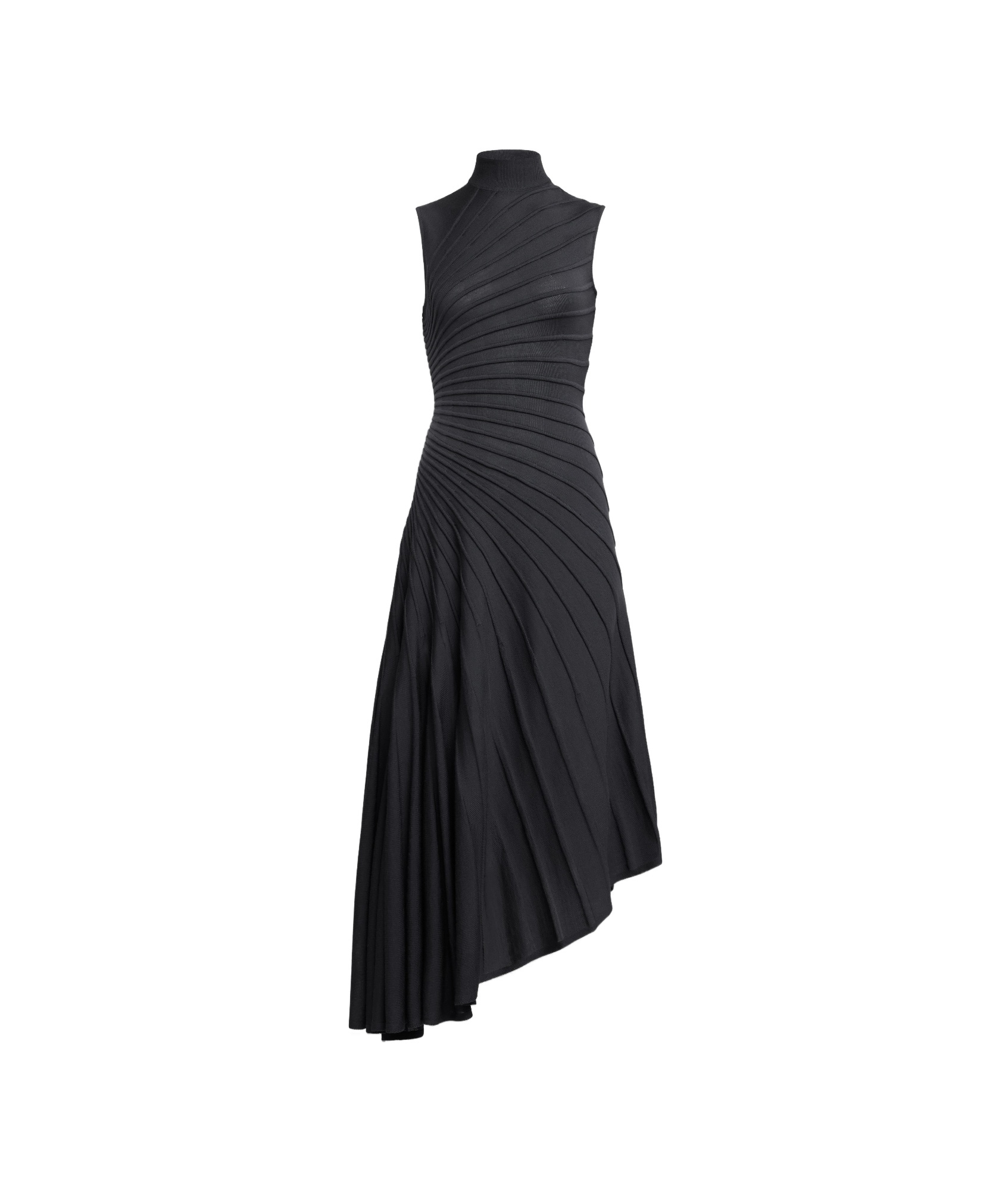 Alaïa Sleeveless High-neck Sculpted Midi Dress In Black