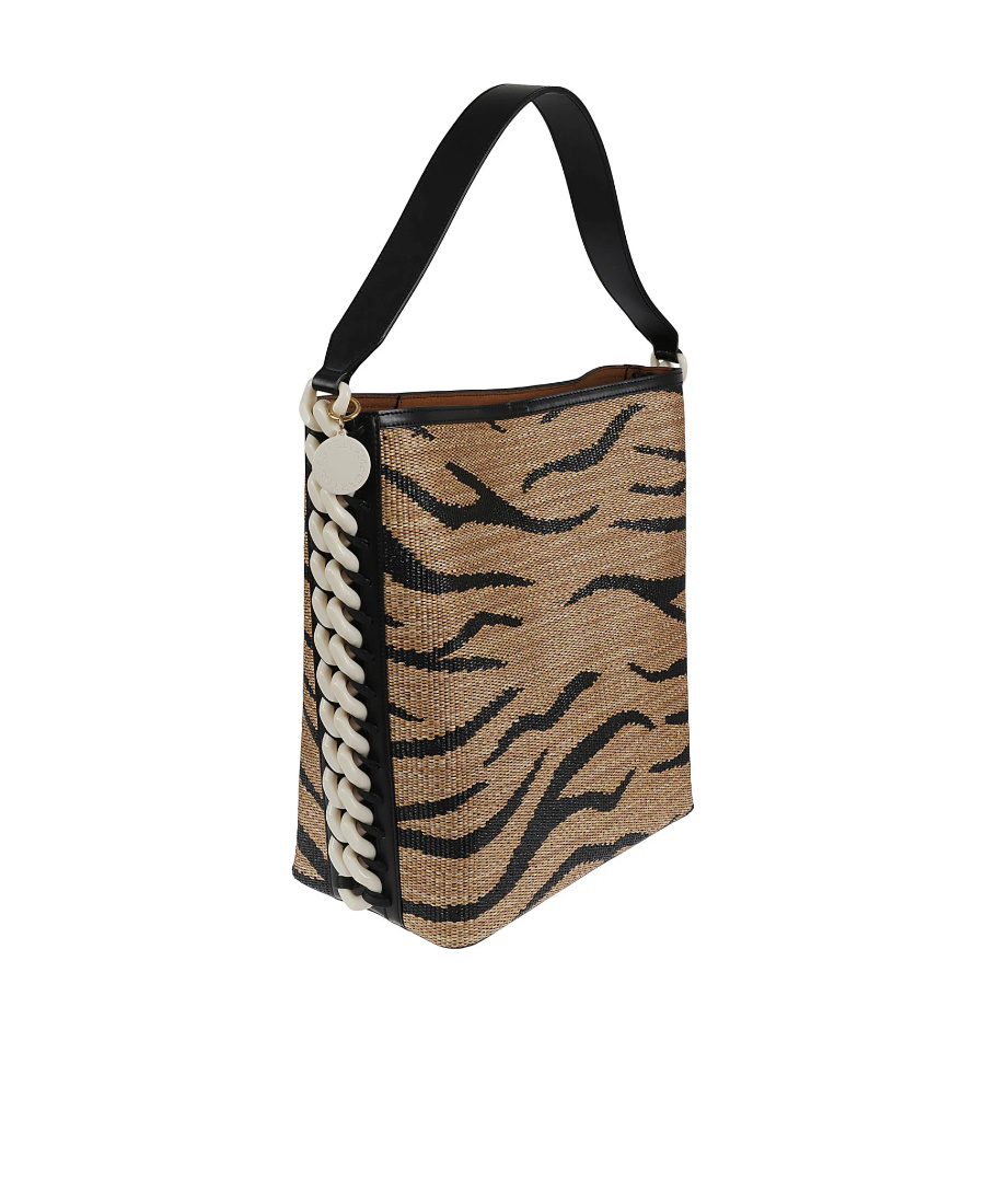 Stella Mccartney Tiger Stripe Printed Top Handle Bag In Brown