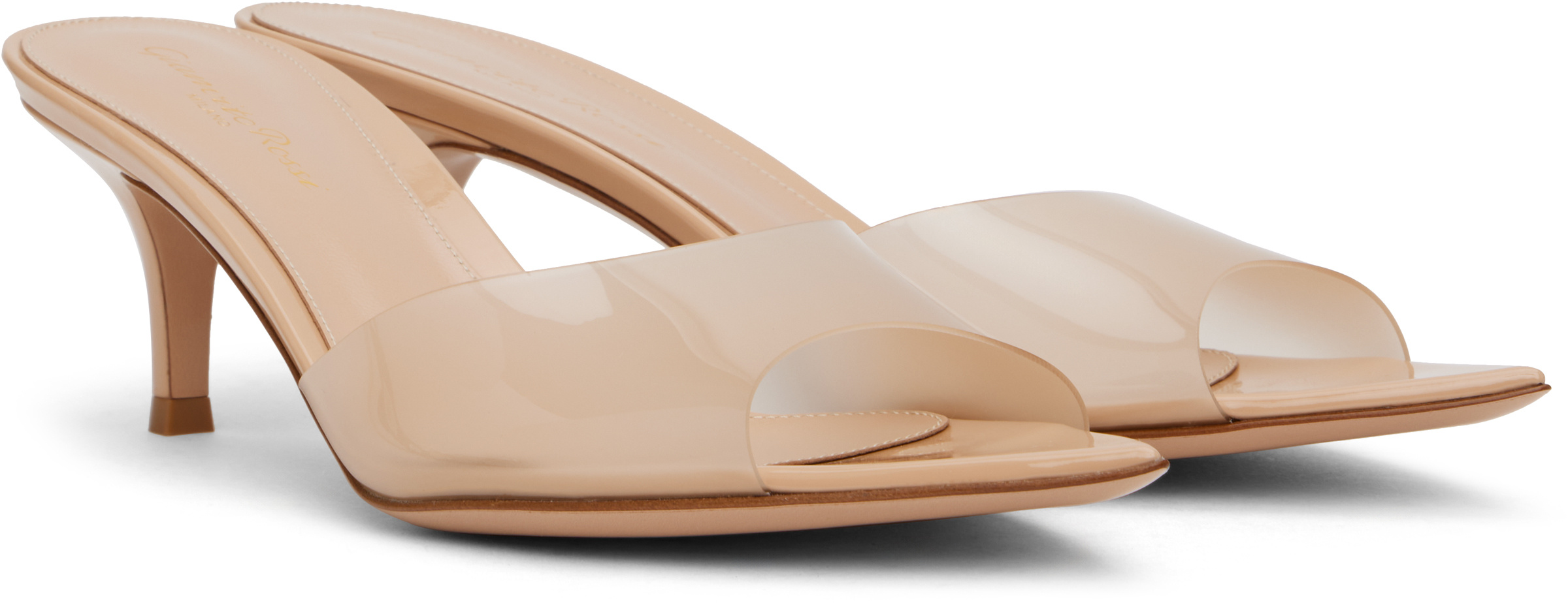 Gianvito Rossi Womens Beige Elle 55 Leather And Pvc Heeled Mules In Neutral