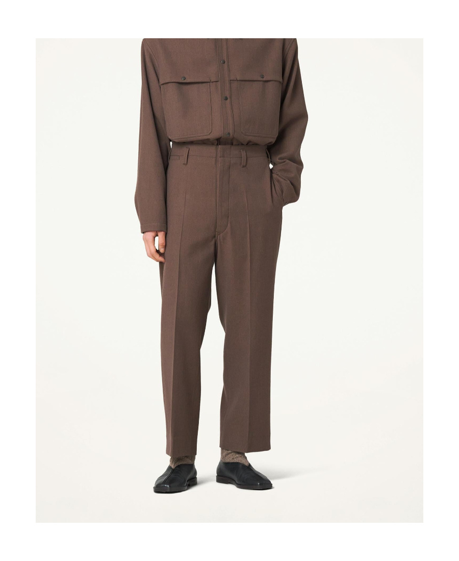 Lemaire Pantalone In Misto Lana Marrone Uomo In Brown