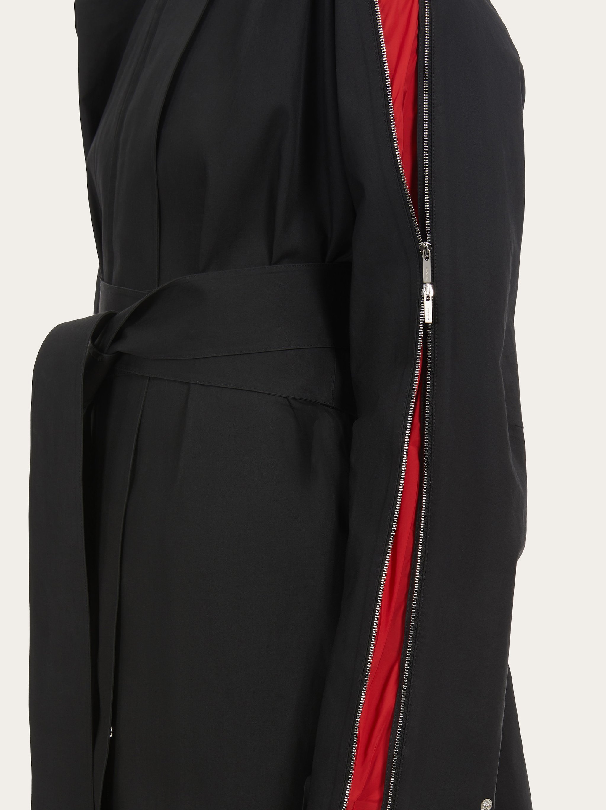 Shop Ferragamo Salvatore High-neck Belted Waist Coat In Black