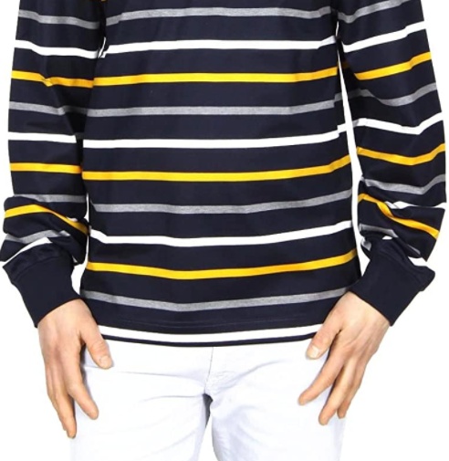 Paul & Shark Striped Long-sleeved Polo Shirt In Black