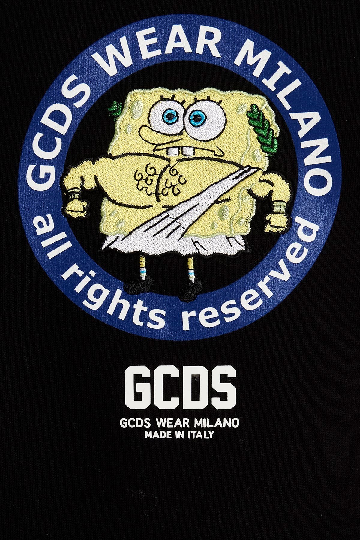 Gcds Graphic Printed Long-sleeved Hoodie In Black